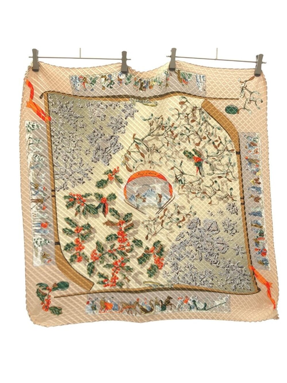 Hermes Pleated Carre Neige D'antan Last Winter Scarf